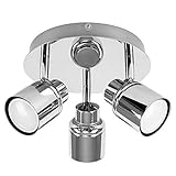 MiniSun | Modern Polished Chrome 3 Way Round Plate Ceiling Spotlight | Ceiling Spots, Home Décor & Improvement Essential