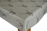 Karina Home Highland Stag Grey PVC Wipe Clean Tablecloth (140cm x 140cm, Grey)