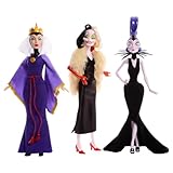 Disney Villains Evil Queen, Cruella De Vil and Yzma Fashion Dolls, Inspired by Disney Movies, Gifts for Kids and Collectors, HRF56