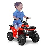 Maxmass 6V Kids Electric Quad Bike, Battery Powered Ride on ATV with Forward & Backward, USB/MP3/AUX, Headlights, Music, Children Electric Toy Car for Boys Girls (Red)