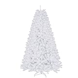 7ft White Artificial Christmas Tree – Premium Bushy Xmas Tree with 1432 Branch Tips, Full Dense Fake Silver Pine Tree Easy to Assemble, Indoor Holiday Decoration with Metal Stand