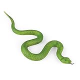 SIENON Realistic Fake Snakes Toy Soft Rubber Snake Figure Garden Snake Scare Birds and Squirrels, Green Snake Toy Figurines Stress Relief Gag Toys Halloween Party Favors Decoration Prank Props