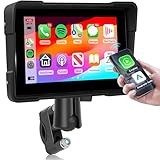 Rimoody Motorcycle Portable Carplay Car Radio with Wireless Android Auto Airplay Android Cast, 7 Inches Car Play Stereo Portable Touch Screen for Motorcycle, Bluetooth, IP67