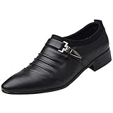 QWUVEDS Casual Shoes Men's Outdoor Shoes Men's Running Shoes Men's Evening Shoes Men's British Men's Leather Shoes Fashion Man Toe Formal Wedding Shoes Shoes Men 461/2, black, 10 UK