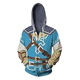 MoDoo Game Zelda Cosplay Hoodie Halloween Midna Costume 3D Zip Up Jacket for Unisex - - S