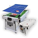 Unknown MATTEW WHITE 7Ft Multi-Game Table - Pool, Air Hockey, Tennis, Dining - White with Green Cloth