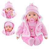 BiBi Doll 20" Baby Girl Doll - Large Lifelike Size, Soft Body, with Dummy & Sounds in Baby Pink Coat, Outfit, Toy for Boys & Girls Aged 18 Months+