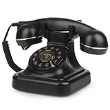Sangyn Retro Landline Telephone Adjustable Ringer Volume Vintage Phone with Redial Function Corded Desk Old Phone for Home Office Hotel, Black