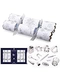 Tom Smith Pack 8 Deluxe White & Silver Snowflake Charity Christmas Crackers