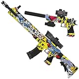 2 in 1 Pistol Rifle Gel Ball Blaster Set Fully Automatic DUAL Toy Shooting Fun Sports (Yellow Graffiti)