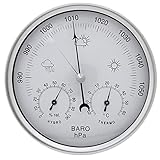 zalati Analog Barometer Thermometer Hygrometer with Stainless Steel Frame 3 in 1 Weather Station for Indoor and Outdoor