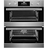 AEG 6000 Built Under Electric Double Oven DUB331110M, 45L Capacity, 720x600x550 mm, Multilevel Cooking, Anti-fingerprint, LED Display, Catalytic Cleaning, Stainless Steel