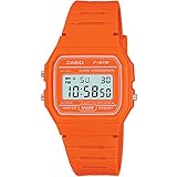 Casio Unisex 37.00mm Quartz Watch with LCD Digital dial and Orange Rubber Strap Strap F-91WC-4A2EF
