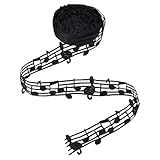PH PandaHall 10 Yards Music Note Ribbon, 1.1 Inch Wide Black Happy Birthday Cake Music Cake Toppers Hollow Cut Out Craft Ribbon Gift Wrapping Accessories Party Wedding Christmas Decor, Black