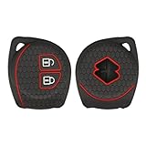 kwmobile Key Cover Compatible with Suzuki 2 Button Car Key - Soft Silicone Car Key Fob Holder Protector Case - Black Matte/Red