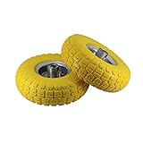 Set Of 2-10" Pneumatic Sack Truck Trolley Wheel Barrow Tyres - Tyre Garden Hand New Yellow | Emergency Replacement Tyre | Strong Durable Long Lasting