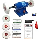 150W Bench Grinder Metal Polisher Polishing 6" Machine with Add-On 4" Metal Aluminium, Alloys, Stainless Steel Polishing Kit
