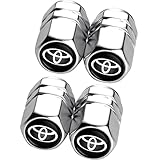 4Pcs Car Tyre Valve Caps Cover,Metal Car Tire Dust Caps for Toyota Corolla Avalon Camry Prius Allion RAV4 Highlander,Car Accessories Anti-corrosion Leak-Proof Screw-On Easy-Grip,Silver