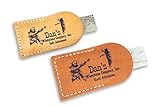 Dan's Whetstone Company Inc. Bundle- 2 Piece Set of Genuine Arkansas Pocket Knife Sharpening Stones Whetstones 3" x 1" x 1/4" in Leather Pouches- Soft (Medium) and Hard (Fine) MAP-13A-L/FAP-13A-L