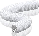 HG Power 150mm Air Ducting Length 5m PVC Aluminium Flexible Ventilation Duct PVC Pipe Tumble Dryer Vent Hose for Hydroponics Extractor Fan, Cooker Hood, Bathroom, Toilet, White