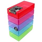 WestonBoxes Plastic Storage Boxes with Lids for Pens, Pencils and Stationery - 1.4 Litre Volume (Multicoloured/Transparent, Pack of 5)