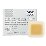 5pcs - 5cm x 5cm Hydrocolloid Wound Dressing Pads with Border - Sterile Waterproof Adhesive Bandages for Wounds - Medical and First Aid Supplies – for Cuts Scratches Burns Pressure Sores e.g.