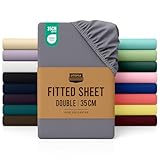 Utopia Bedding Fitted Sheet Double, Grey - Deep Pocket 14 inch (35 cm) - Easy Care - OEKO-TEX Certified - Soft Brushed Microfibre Fabric - Shrinkage and Fade Resistant - Bottom Sheet