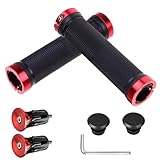 HAPPOW 2Pcs Bike Handlebar Grips,Non-Slip Rubber MTB Grips with Aluminum Lock,Professional Bicycle Handle Grips for Mountain Bikes, Scooters, and BMX with Installation Tools