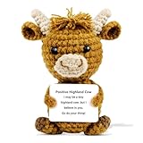 SOMUSICTY Highland Cow Gifts Crochet Animals Emotional Support Gift Positive Crochet for Women Kids Friends Inspirational Gifts for Women Men Birthday Presents Highland Cow