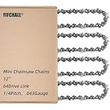4 Pack 12 Inch Chainsaw Chain 1/4" LP Pitch .043" Gauge 64 Drive Links, Replacement Pole Saw Chain 12-inch Chainsaw Chains Fits for Stihl MSA120 C-B MSA140 C-B and More