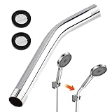 Curved Forward 20cm Shower Extension Arm Shower Heads G1/2" Handheld Stainless Steel Universal Extra Long Shower Hose Pipe for Shower Head and Hose Extension Arm Wall Mounted for Bathroom Accessory