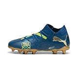 PUMA Boy's Unisex Kids Future 7 Match BNA FG/AG JR Soccer Shoe, Sailing Blue-Marine Blue-PELÉ Yellow-Grassy Green-Gold, 10 UK Child