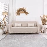 Milam London Sofa Throws Large 3 Seater | Sofa Cover 3 Seater | Cotton Throw Blanket | Couch Throw | Settee Throw 180 x 300cm Beige