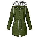 Generisch - Rain Jacket with Hood, Lightweight Long Sleeve Wind Jacket, Zip, Drawstring, Raincoat with Pockets, Army Green, L