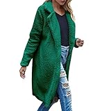 HOOUDO Teddy Coats for Women UK Fluffy Plus Size Jacket Parka Coat with Pockets Comfy Cozy Overcoat Casual Long Open Front Sherpa Fleece Cardigan Vintage Jackets