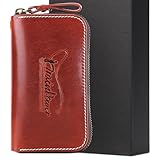 Trainpower Leather fly fishing wallet,unique fly fishing gift for man dad kids husband women，Made of tanned leather and wool leather, Fly Fishing Wallet-Brown(With Lanyard), Fly Fishing