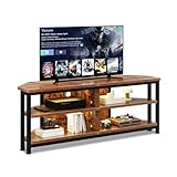 Dripex TV Stand Cabinet with LED Lighting, Corner Cabinet TV Unit for up to 55 Inch TV with Open Gaming Entertainment Center Shelves Vintage Industrial TV Standchest (120x36x45.5 CM)