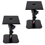 Desktop Speaker Stands Pair, Monitor Speaker Stand, 17 x 20 cm Metal Tray, -10° to +10° Tilt Angle, Flat Base Compatible with Any Desk, Ideal for 3 to 4-inch Monitor Speaker, Bookshelf Speaker