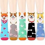 Jeasona 5 Pairs Corgi Socks for Women - Dog Lover Gifts