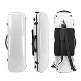4/4 New violin Case Carbon fiber Fiberglass Oblong case Strong Light Full size music Sheet Bag, white1, 4/4, Violin Case With Backstrap and Handle