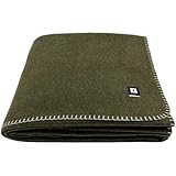 EKTOS 100% Virgin Wool Blanket, 90" x 66", Hunting Gear, Better Than Military Surplus (Olive Green, Twin Size)