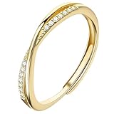 Anmahe Gold Ring,Gold Rings for Women,Adjustable Rings Gold Plated Bands with Cubic Zirconia,Gold Plated Ring,for Women's Weddings Engagement