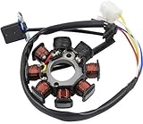 Trkimal Ignition Stator Magneto 4 wire AC 8 Pole Coil for GY6 49cc 50cc 80cc 125cc 150cc139QMB 147QMD 152QMI 157QMJ engine, GY6 Stator Fits for Scooter Moped ATV Dune Buggy Go Kart