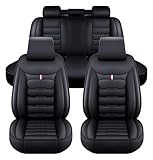 ZARUXCHA Car Seat Covers Full Set 5 Seat for Toyota Prius 2009-2012, Leather Seat Covers Luxury Seat Cover Front and Rear Seat Protectors, Leather Car Seat Covers Waterproof(A(Black))