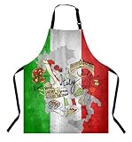 BGBDEIA Retro Grunge Italian Flag Apron for Women & Men, Adjustable Chef Apron for Cooking & Baking