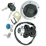 MACHSWON 1 Set Motorcycle Ignition Switch + Gas Fuel Tank Cap + Seat Lock +2 Keys Compatible with Suzuki GSXR 600 750 GSXR600 GSXR750 2004-2005 SV1000S Motor Bike Ignition Switch Lock Kit