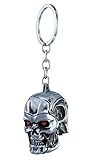 Terminator Cyborg Skull Brushed Grey Keyring Keychain