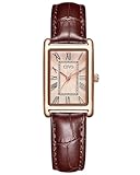 CIVO Ladies Watches Rectangular Analogue Quartz Watches for Women Brown Leather Waterproof Fashion Dress Women Wrist Watches Classic Retro, Elegant Gifts for Women