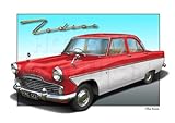 Ford Zodiac Mk 2 Classic Car Print of YOUR Car with your Number Plate - Zephyr Consul