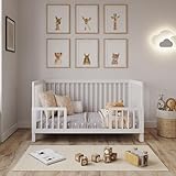 Love For Sleep ALEXANDER 4-in-1 Baby Cot Bed 140x70cm, Adjustable Mattress Base, Toddler and Day Bed, Converts into Sofa Bed, Wooden Barriers Included, Crib From Birth to 6 Years (White)